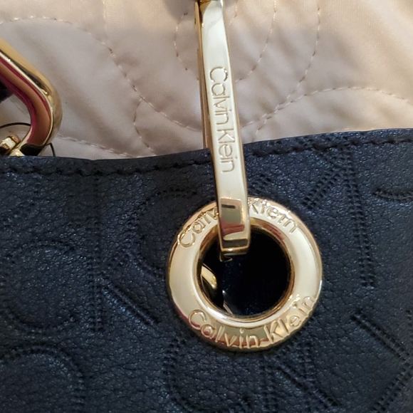 Calvin Klein Black Embossed Logo Small Tote - Picture 3 of 6